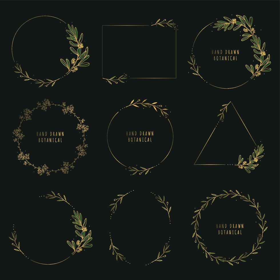 leaf line art with gold vector