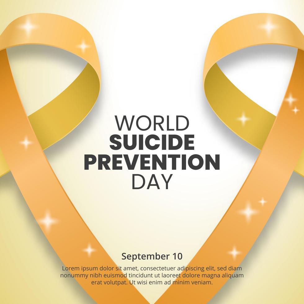 World suicide prevention day background with double gradient yellow ribbons vector
