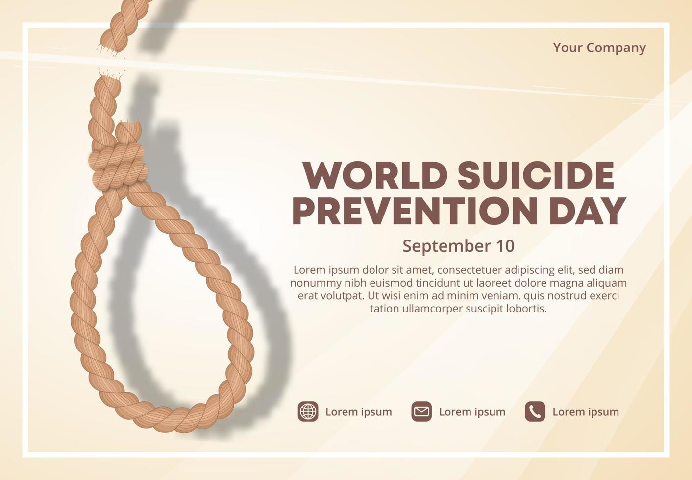 World suicide prevention day background with a cut suicide rope vector