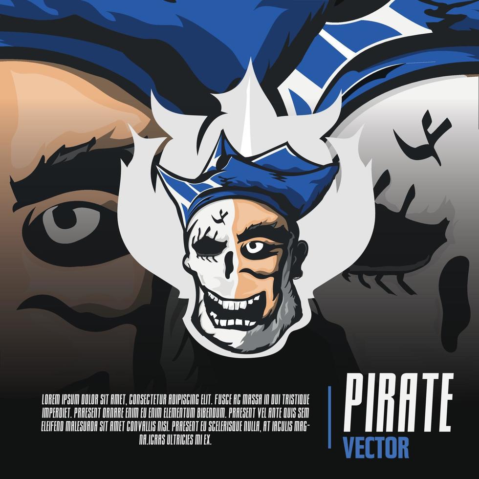 logotipo de la mascota del juego pirata vector