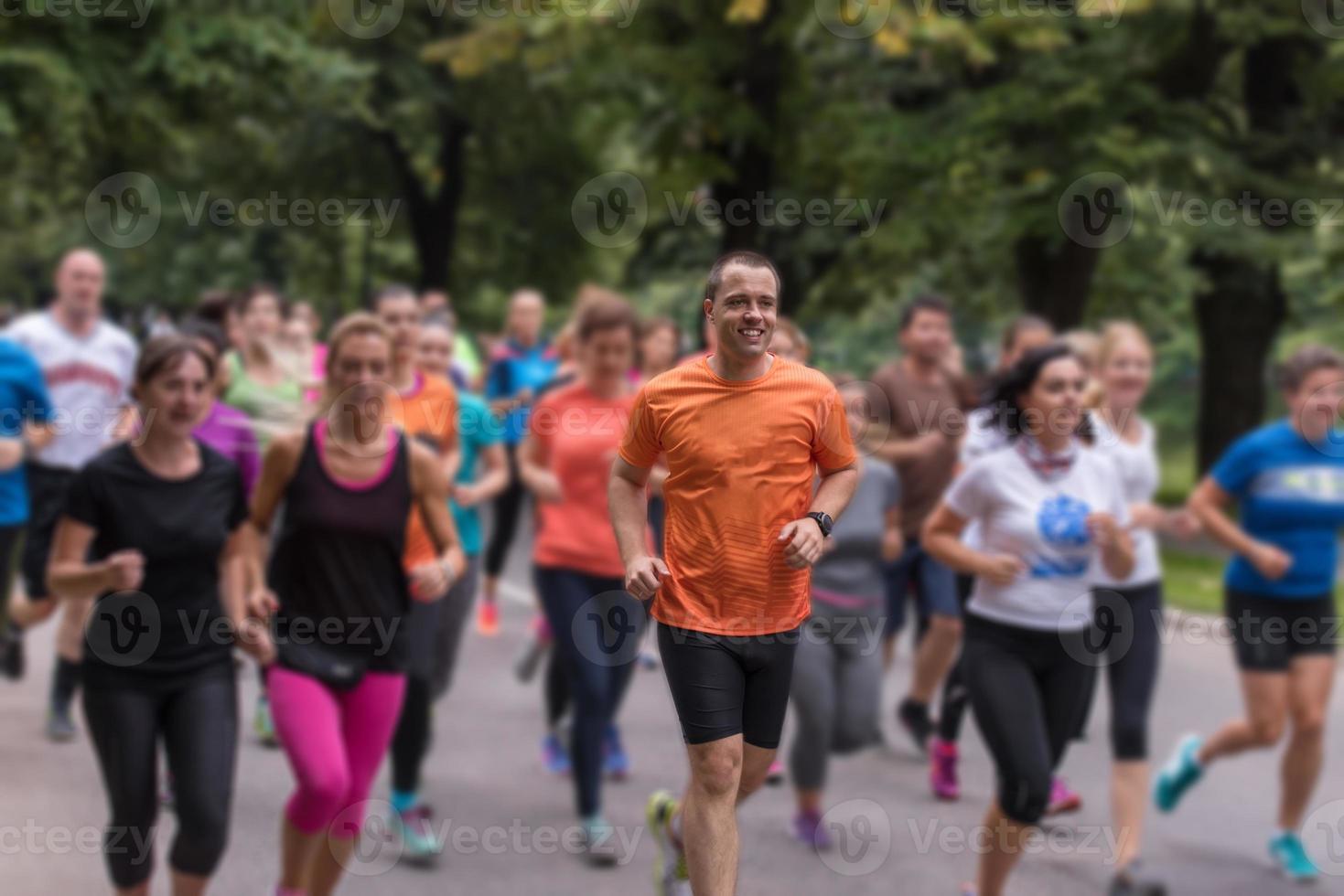 runners team on morning training photo