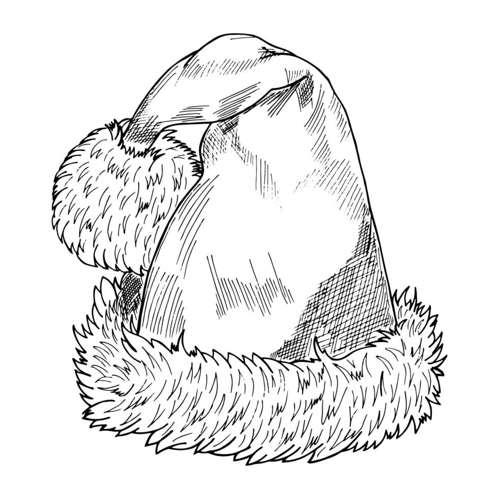 A hand-drawn sketch of Santa's hat. vector