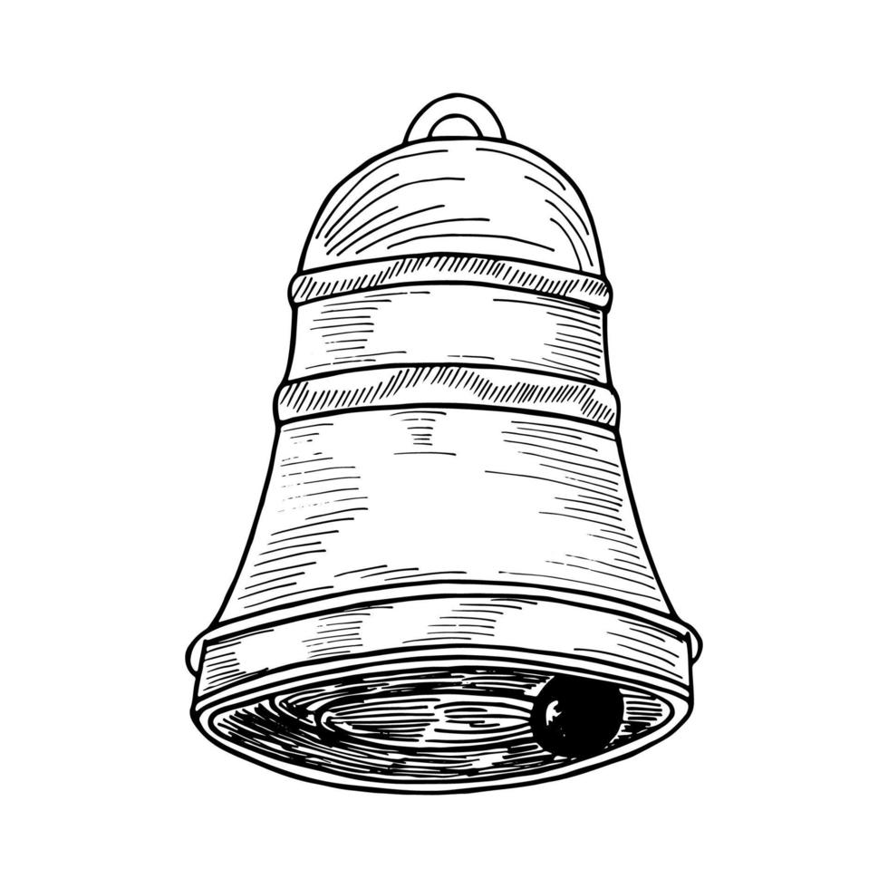 un icono de campana de navidad dibujado a mano vector
