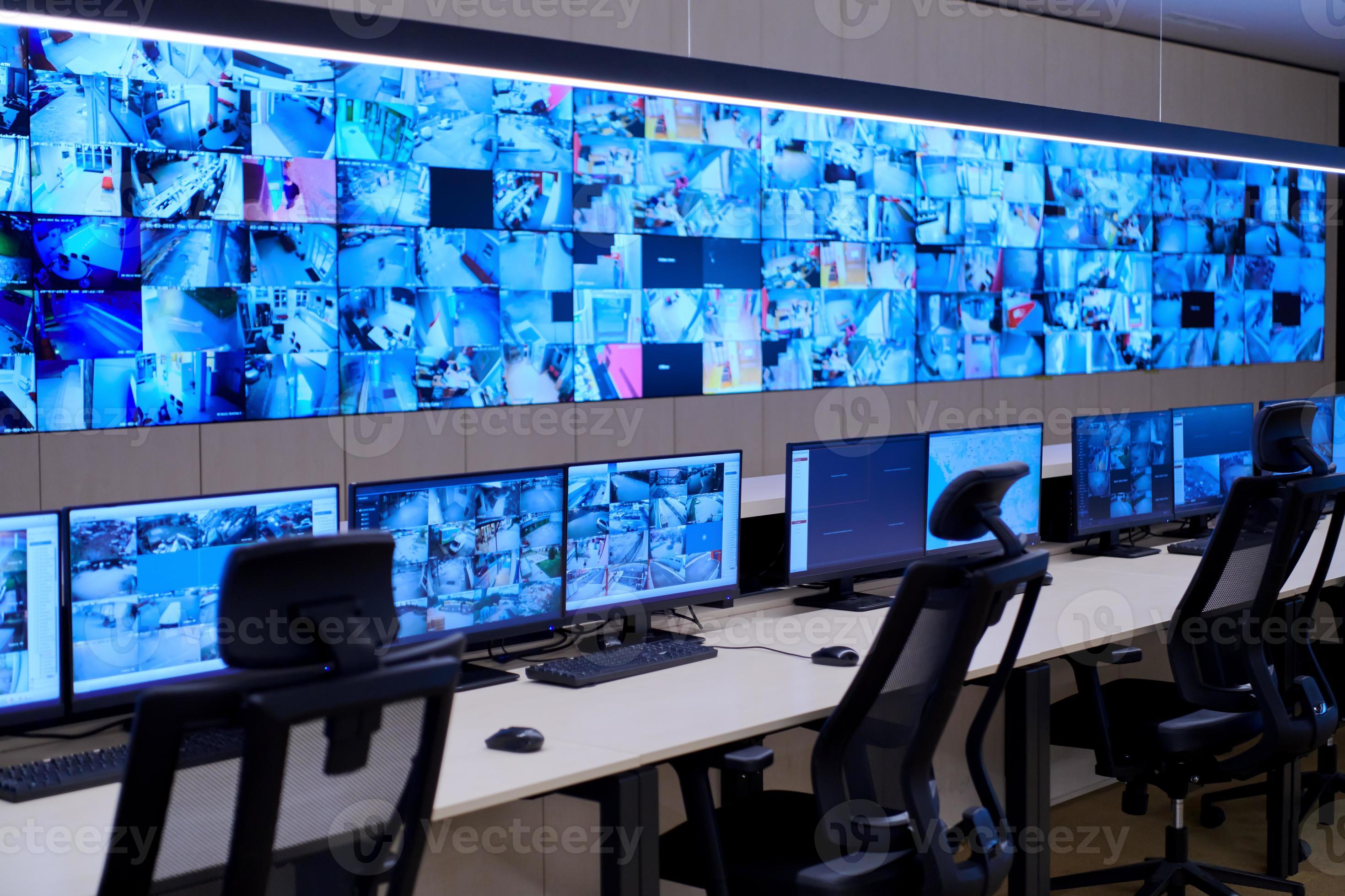 Empty interior of big modern security system control room 10803265