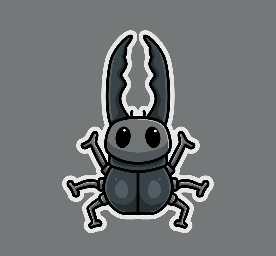 lindo símbolo de escarabajos rinoceronte. ilustración aislada del concepto de naturaleza animal de dibujos animados. estilo plano adecuado para el vector de logotipo premium de diseño de icono de etiqueta. personaje mascota