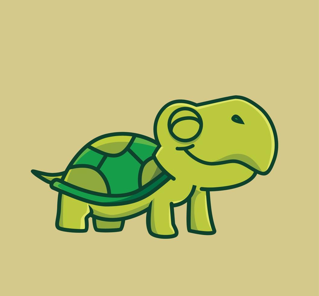 linda tortuga sonriendo. ilustración aislada del concepto de naturaleza animal de dibujos animados. estilo plano adecuado para el vector de logotipo premium de diseño de icono de etiqueta. personaje mascota