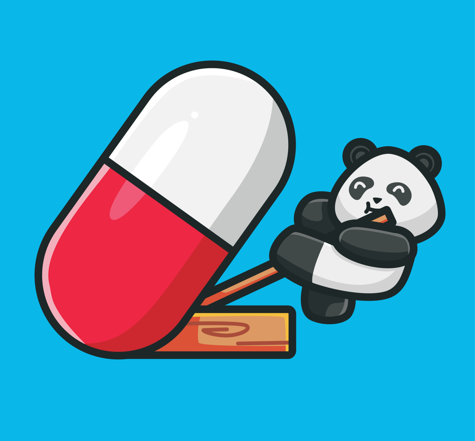 cute panda try to move giant  object concept Isolated  illustration. Flat Style suitable for Sticker Icon Design Premium Logo  vector 10803324 Vector Art at Vecteezy