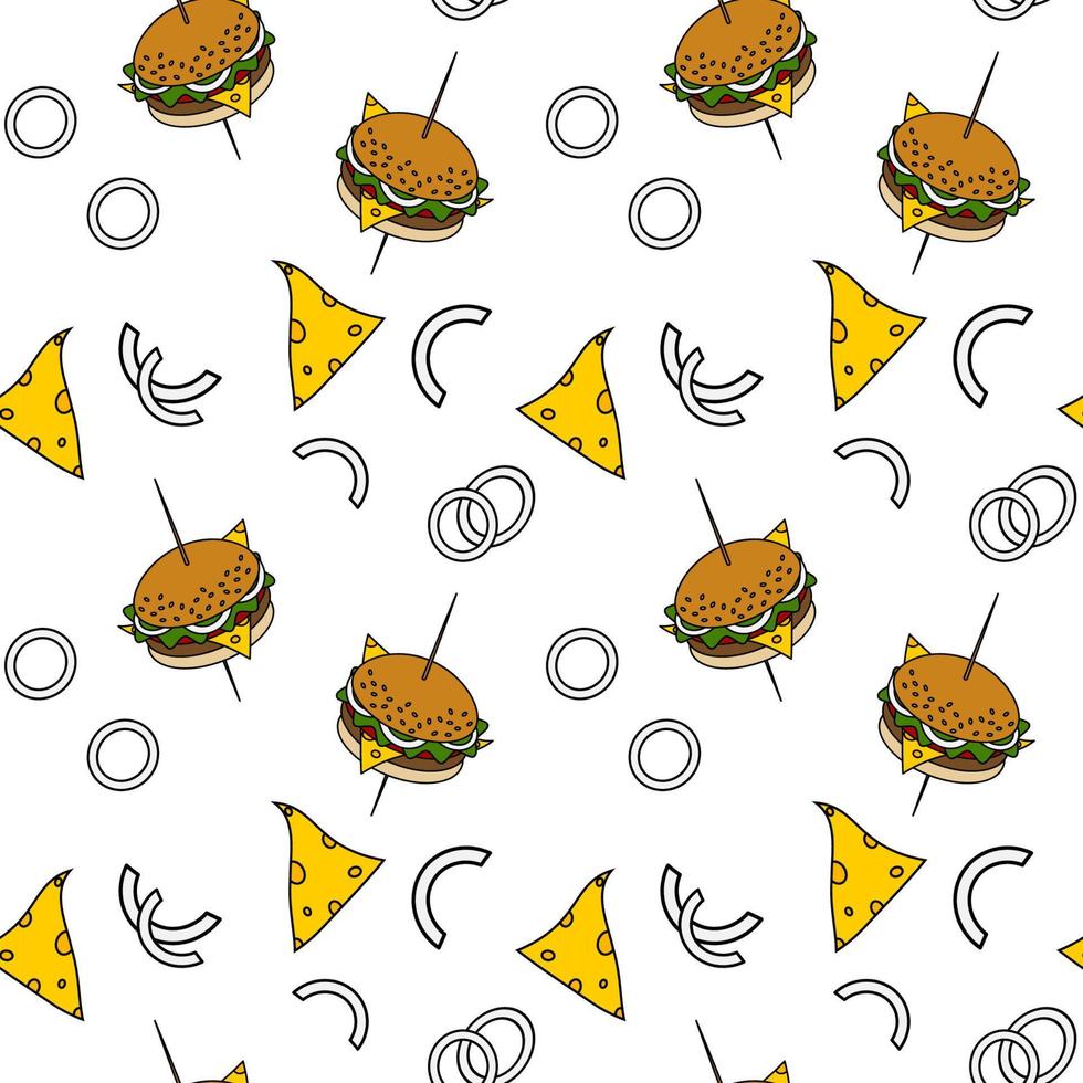 An endless pattern with elements of fast food on a transparent background. Lifestyle. Day of food vector