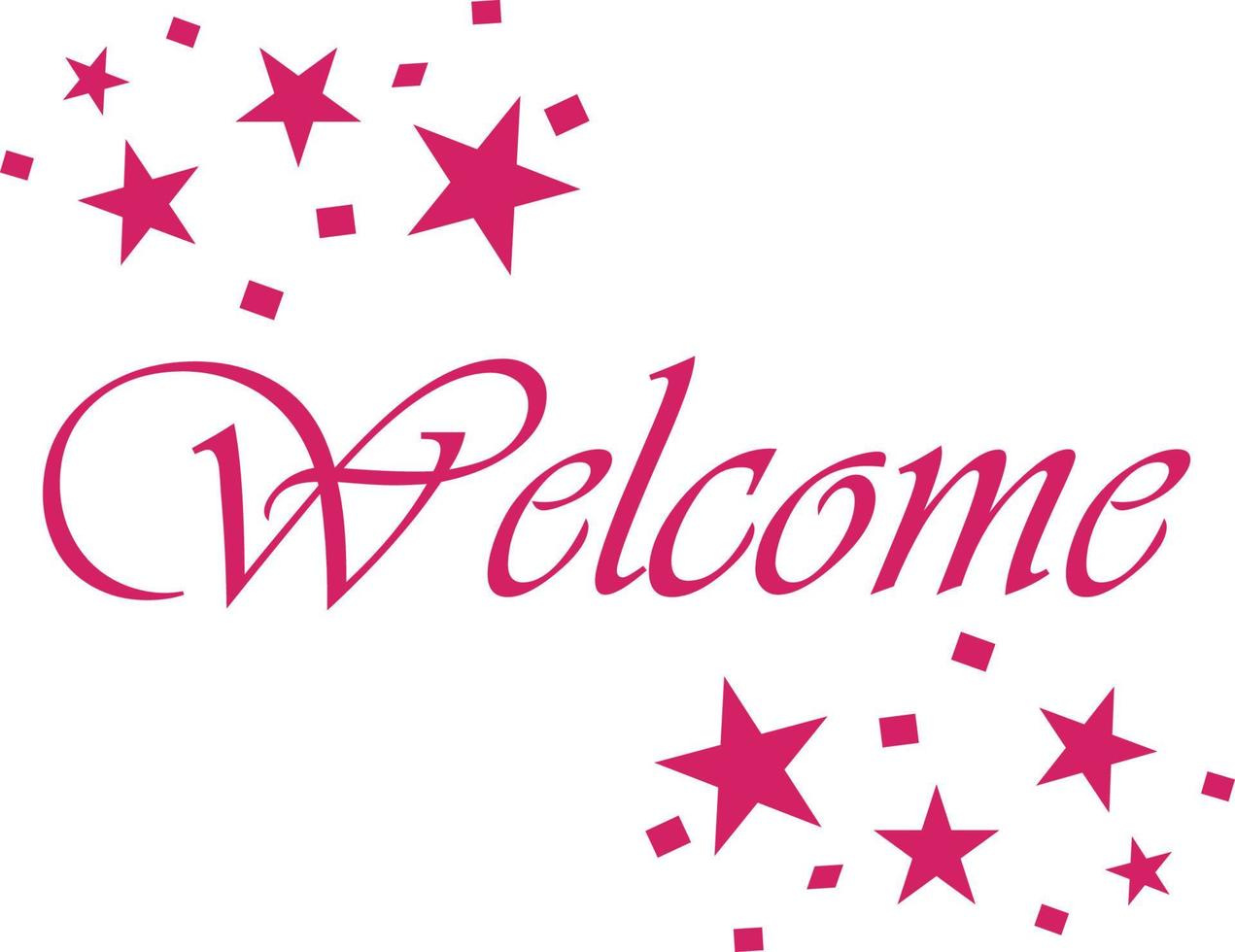 Welcome text font style with stars design vector