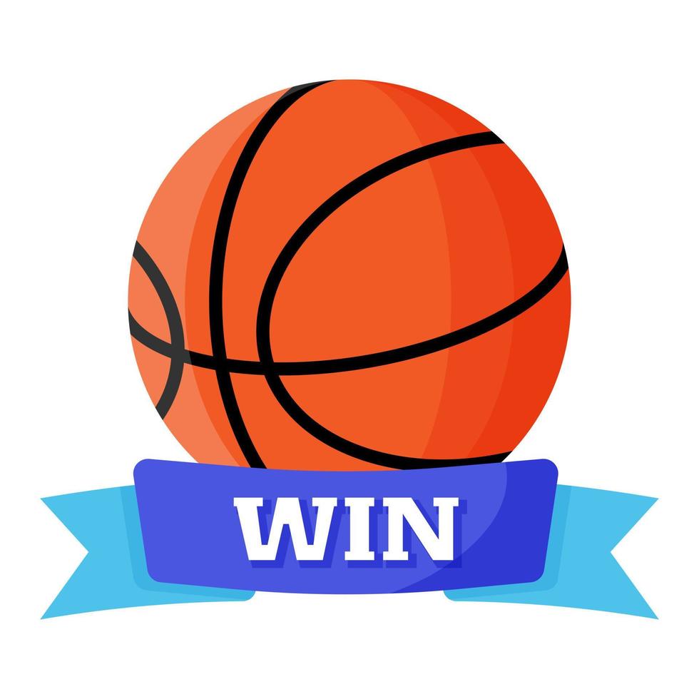 pelota de baloncesto con cinta ganadora. Equipamiento deportivo de baloncesto 3x3. juegos de verano vector