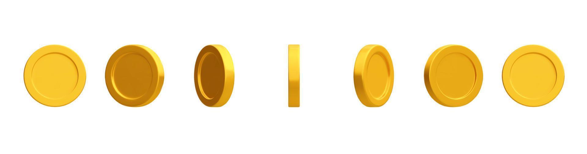 monedas de oro 3d giratorias, juego de dinero dorado. ilustración vectorial vector