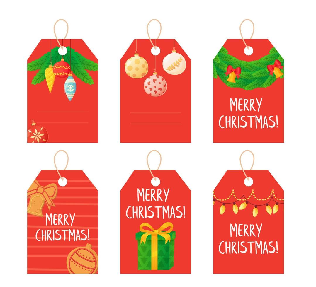 Christmas gift tags set with decorative elements vector