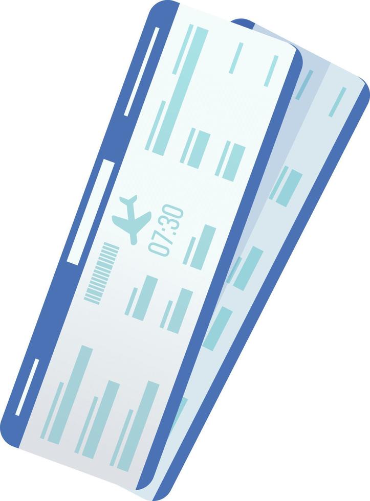 Two airplane tickets. Vacation, fly travel, world journey concept. Stock vector Illustration in realistic cartoon style