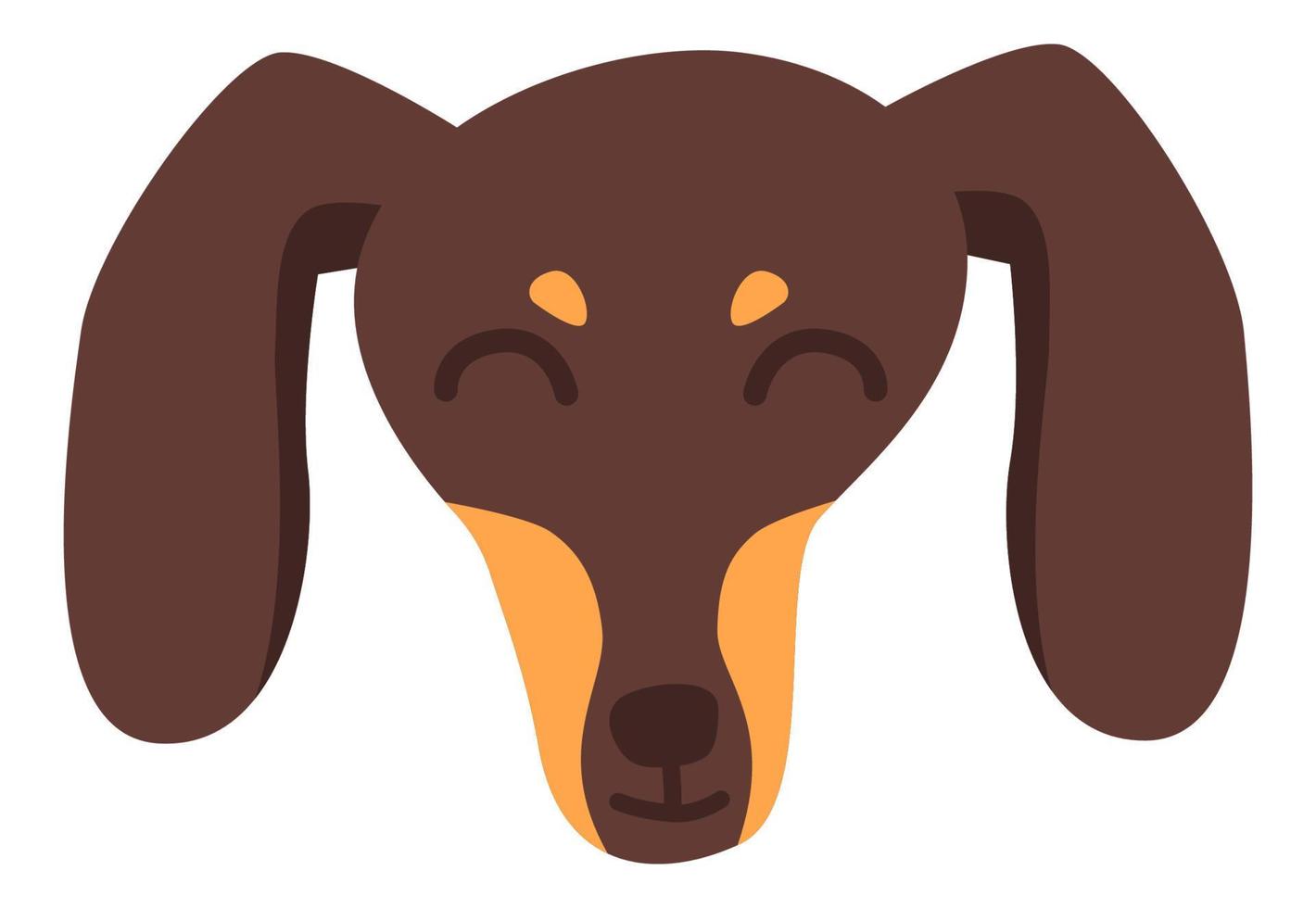Cute dachshund dog face in flat cartoon style. vector