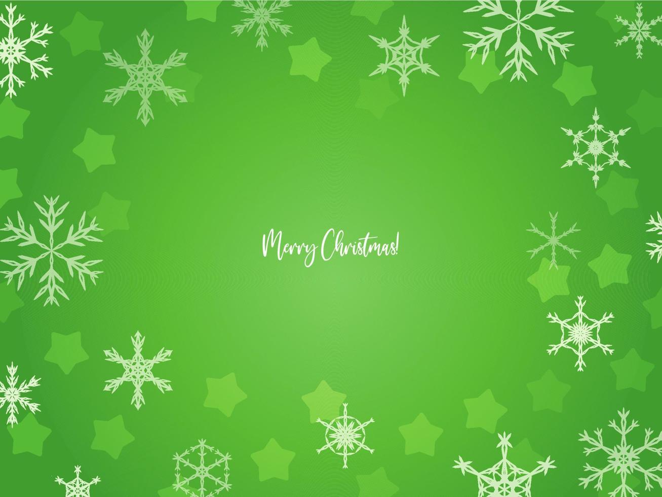 Abstract blurry green christmas background with snowflakes and stars. vector