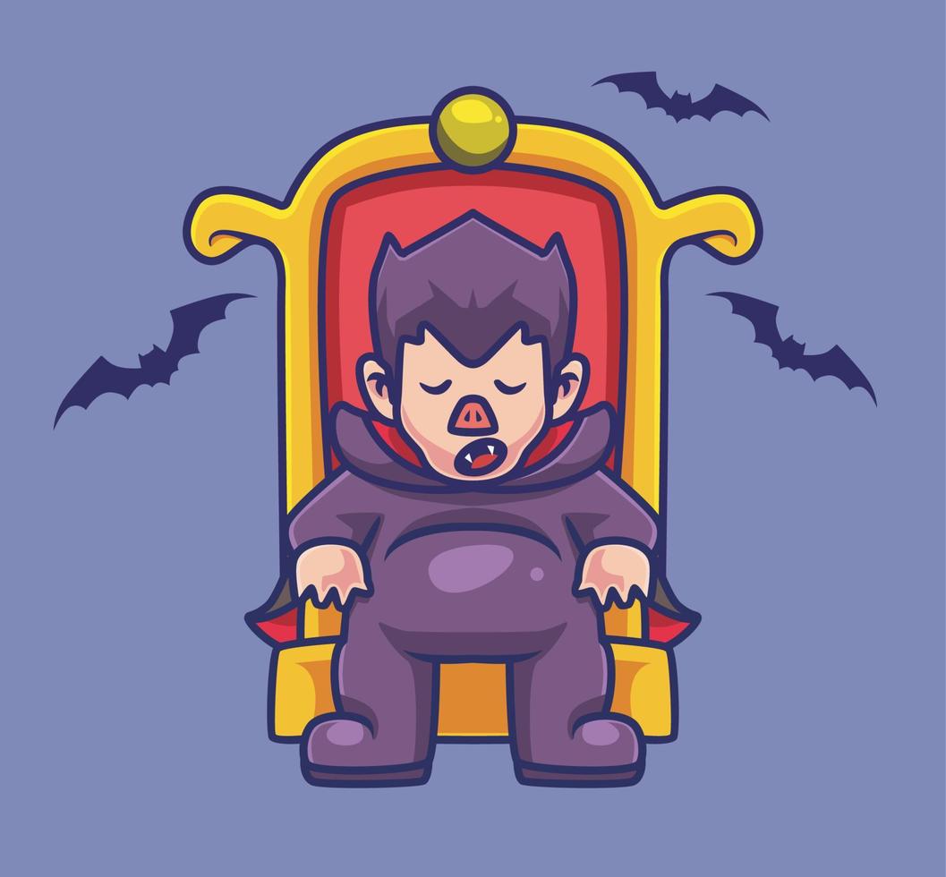 lindo drácula durmiendo. ilustración de halloween de dibujos animados aislados. estilo plano adecuado para el vector de logotipo premium de diseño de icono de etiqueta. personaje mascota