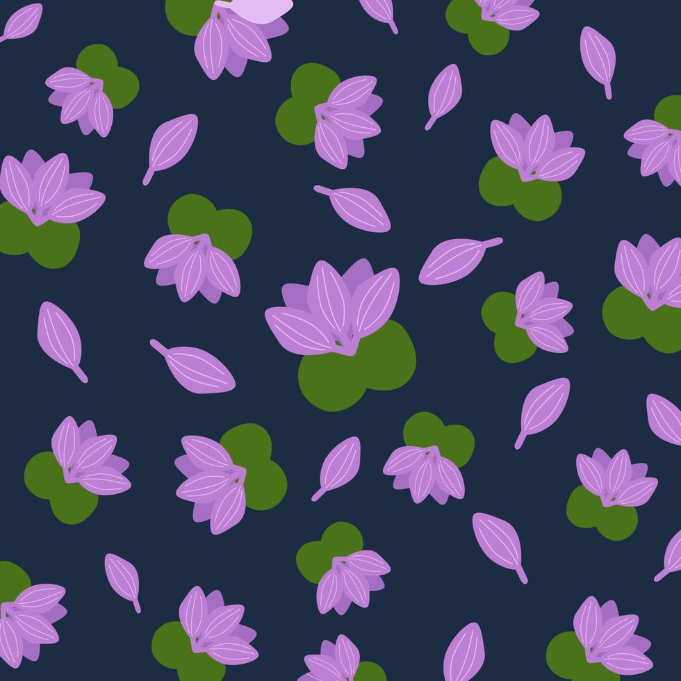 Floral repeat pattern with purple flowers. Suitable for textile,fabric, wallpaper, wraping, and clothing vector