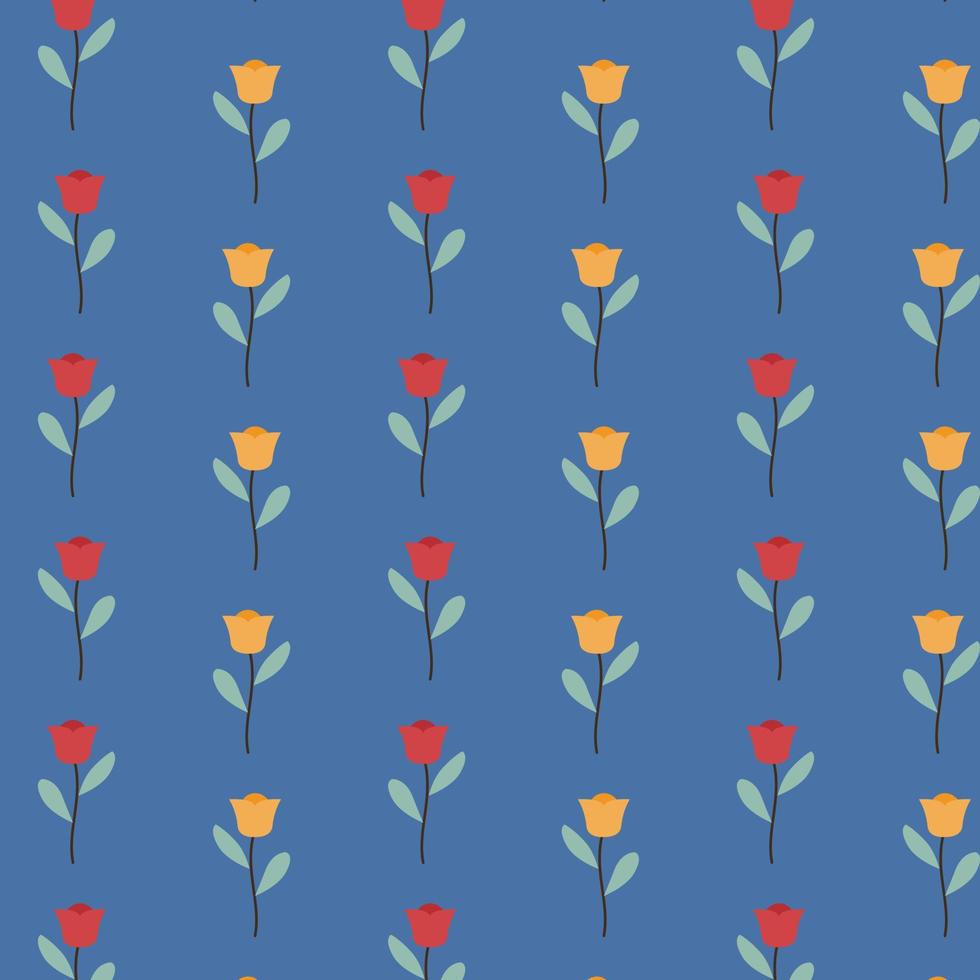 Tulip floral pattern in red and yellow vector illustration. Suitable for clothing, fabric, textile, wraping, wall paper