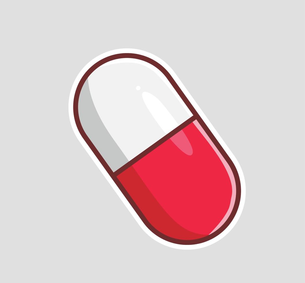 medicamento en cápsula para analgésico. ilustración aislada del concepto de objeto de dibujos animados. estilo plano adecuado para el diseño de iconos de pegatinas vector de logotipo premium