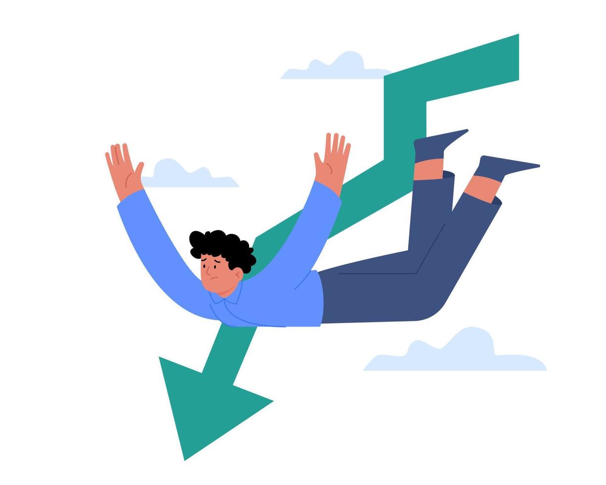 Businessman falling down with arrow down vector