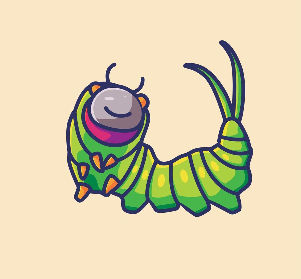 cute green caterpillar. Animal cartoon Isolated Flat Style Sticker Web Design Icon illustration Premium Vector Logo mascot character
