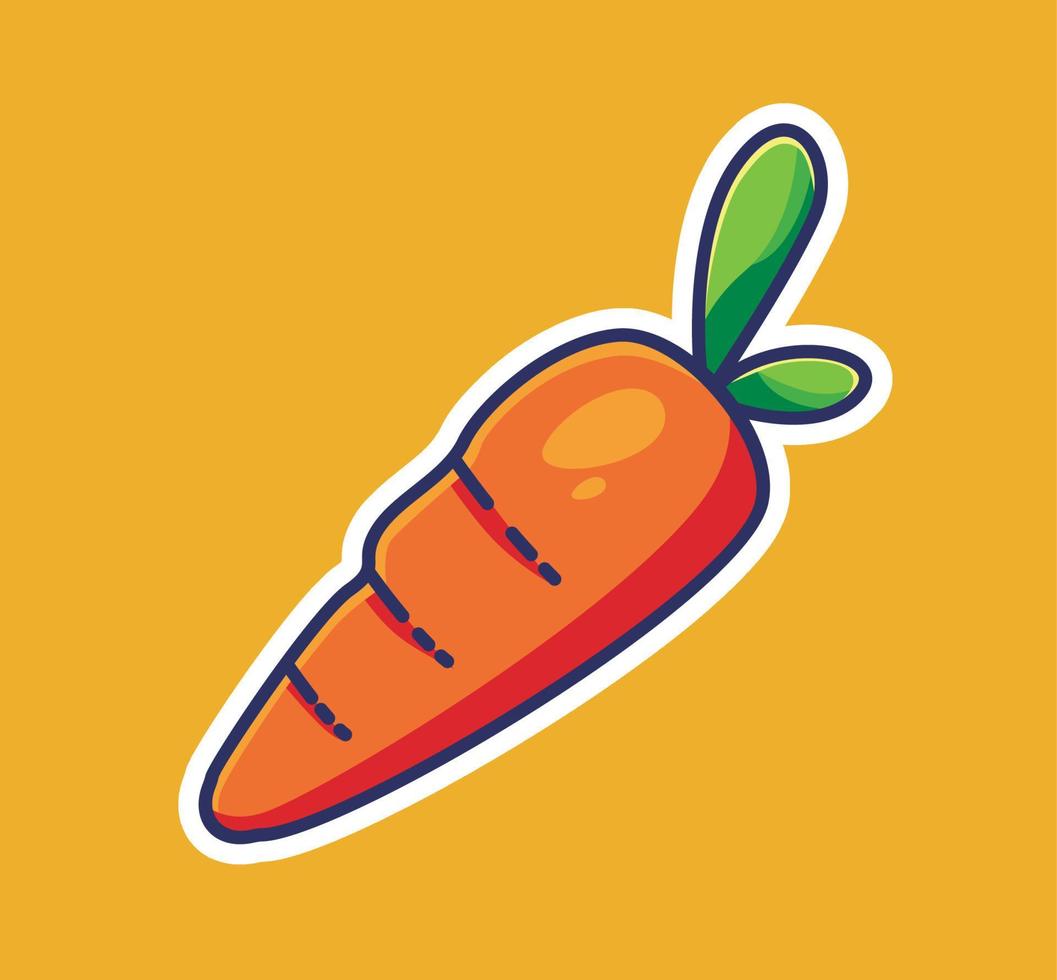 linda zanahoria gigante. ilustración aislada del concepto de comida de dibujos animados. estilo de dibujos animados plano adecuado para el diseño de iconos de pegatinas vector de logotipo premium