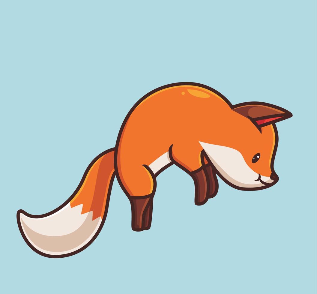 cute red fox jumping. cartoon animal autumn season concept Isolated illustration. Flat Style suitable for Sticker Icon Design Premium Logo vector. Mascot character vector