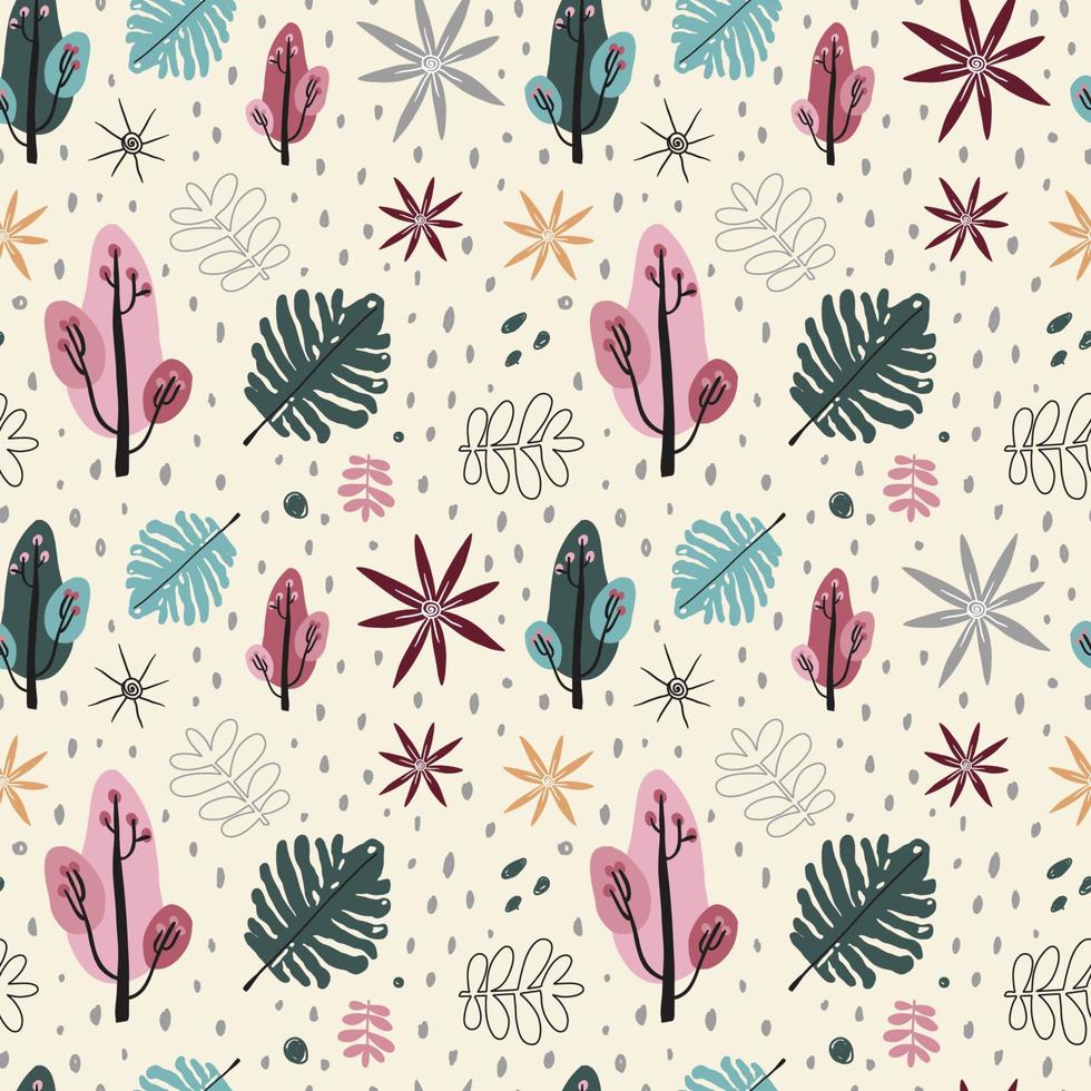 Seamless Pattern in hand drawn boho style vector