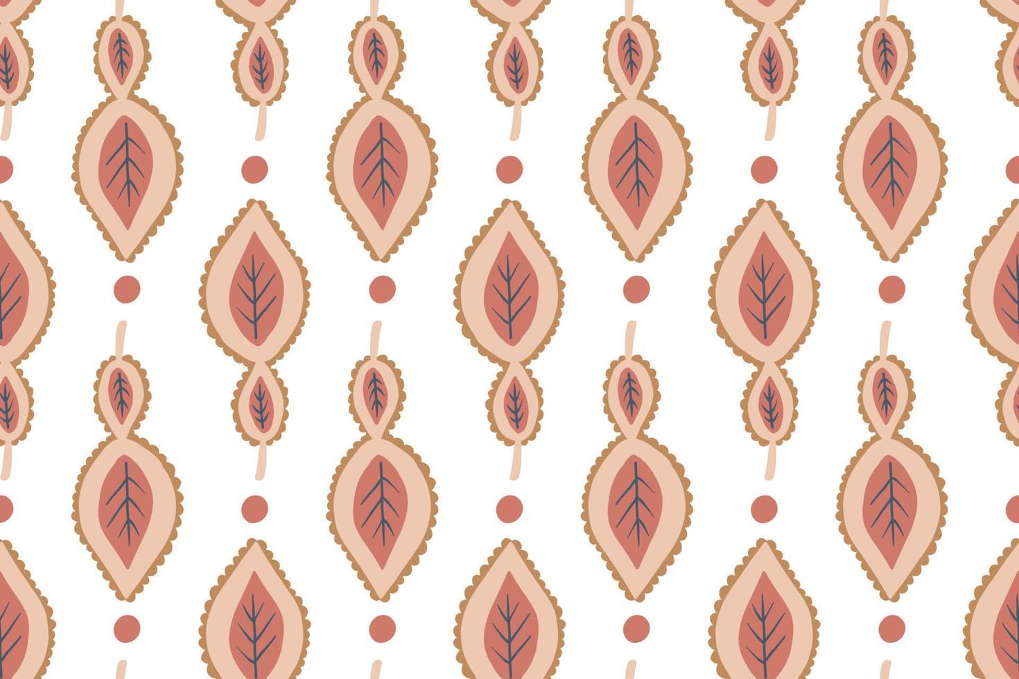 Leaf hand drawn seamless pattern in white background vector