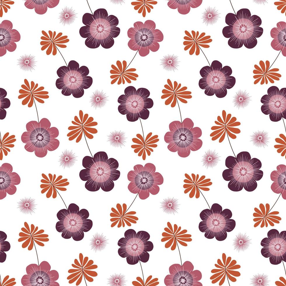 Abstract Floral seamless pattern in organic hand drawn boho style vector