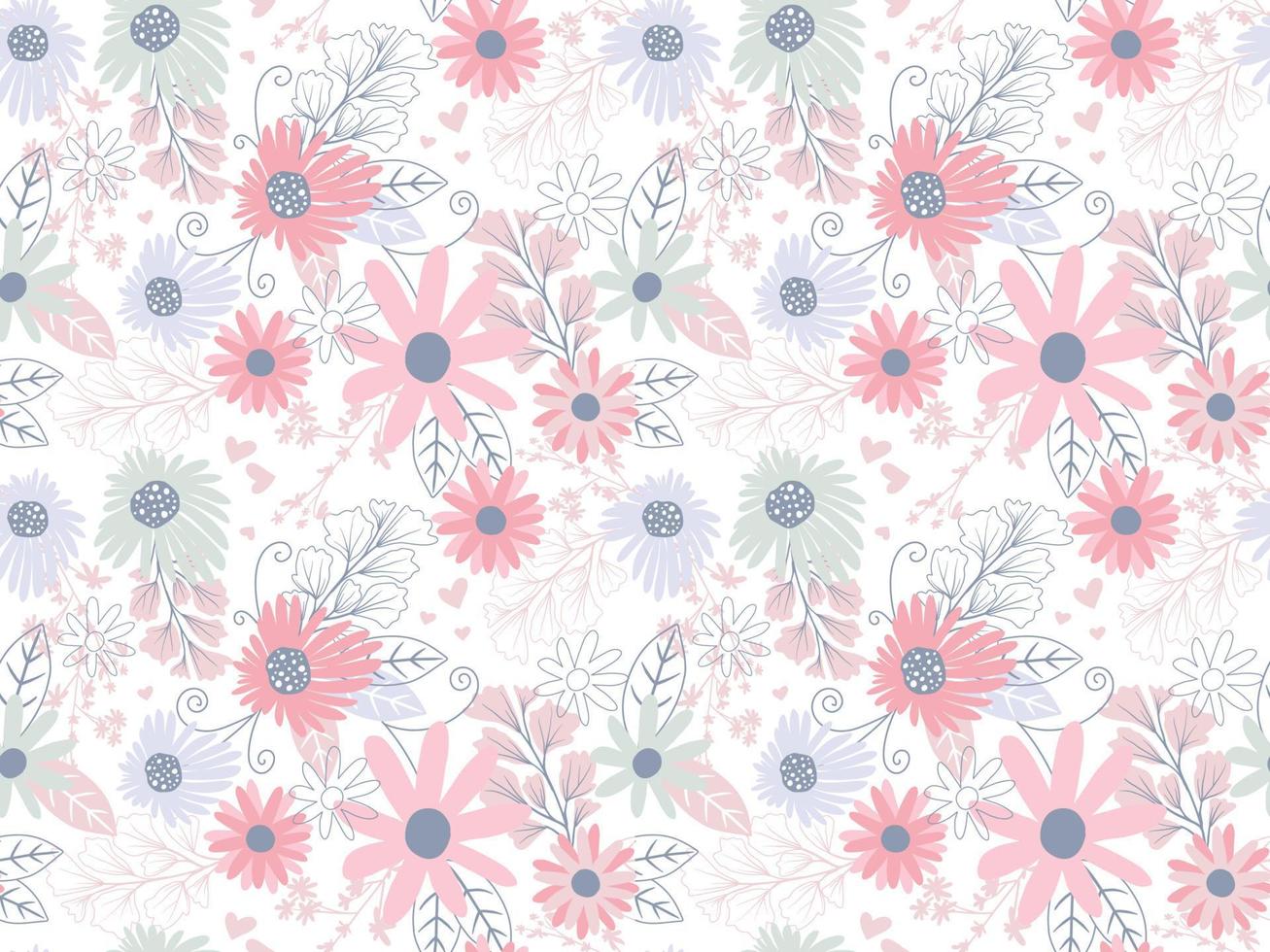 Abstract Floral seamless pattern in organic hand drawn boho style vector