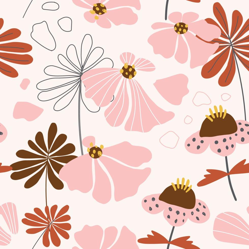 Seamless Pattern in hand drawn boho style vector