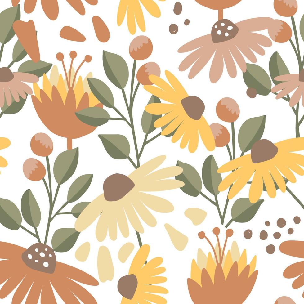 Flowers seamless pattern in pastel color vector