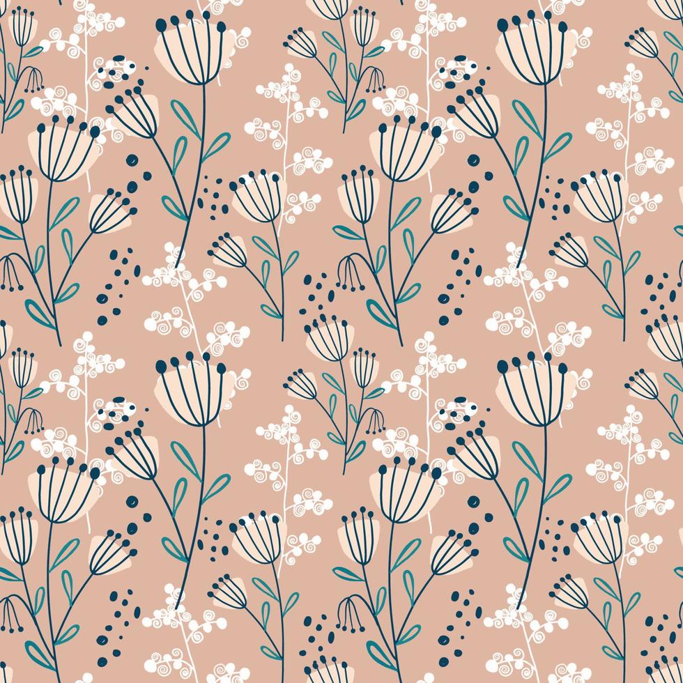 Seamless Pattern in hand drawn boho style vector