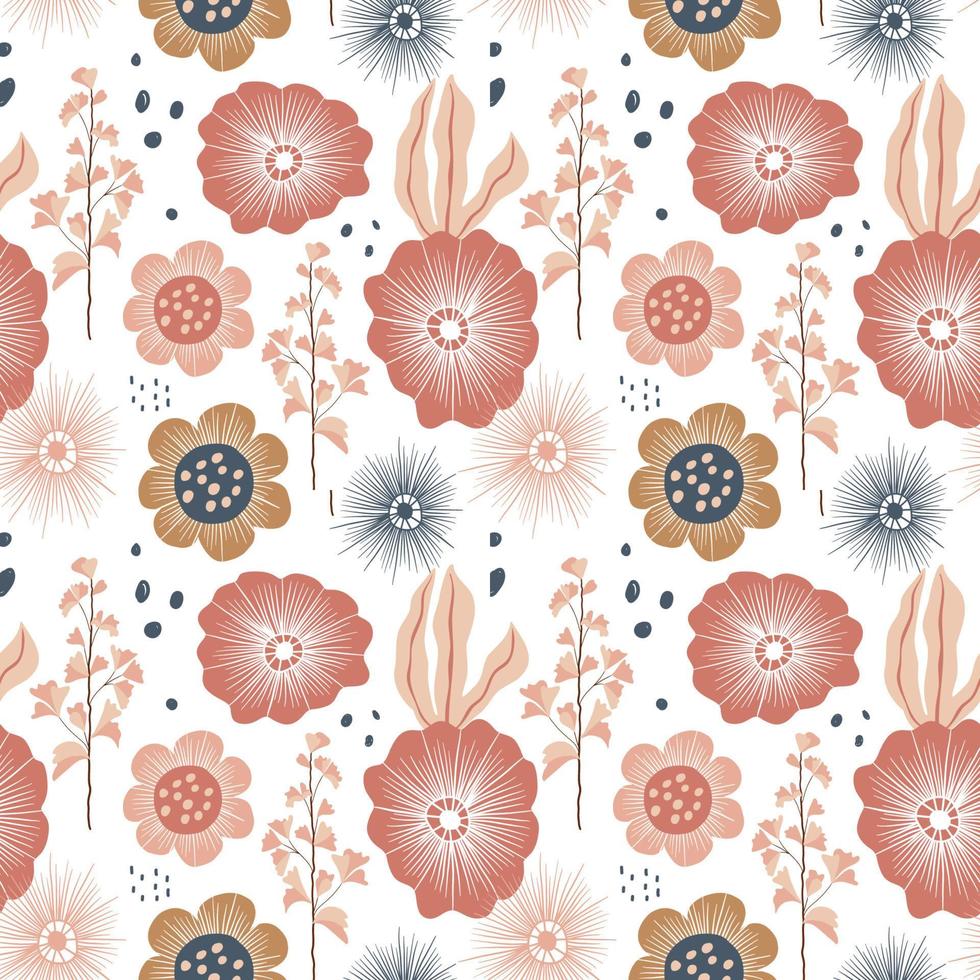 Seamless Pattern in hand drawn boho style vector