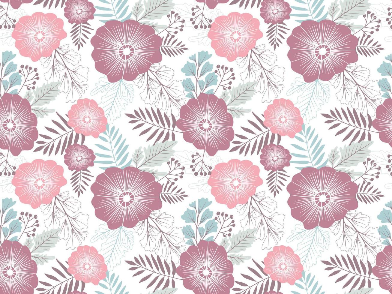 Abstract Floral seamless pattern in organic hand drawn boho style vector