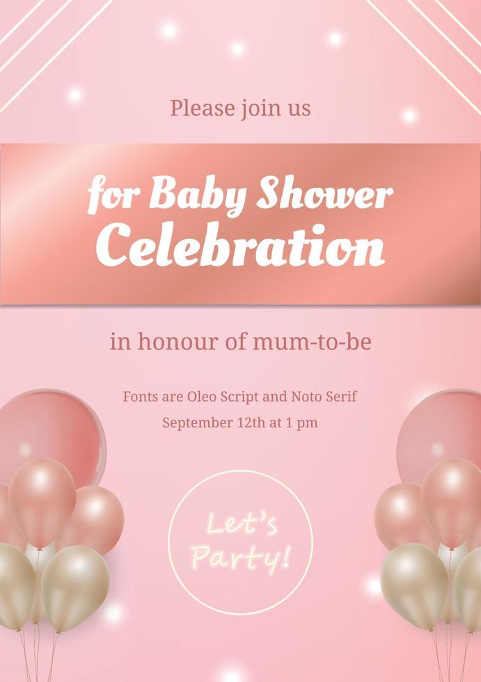 diseño de tarjeta de invitación de fiesta de baby shower vector