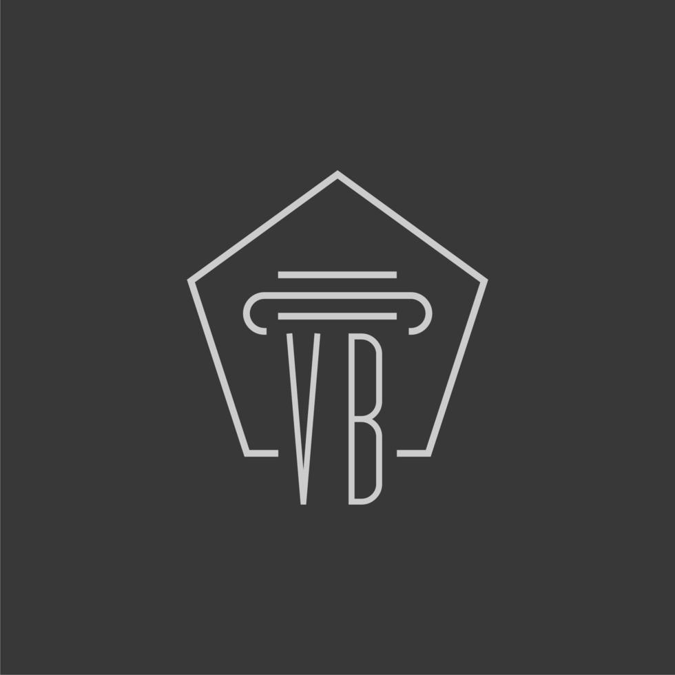 initial monogram VB with monoline pillar logo design vector