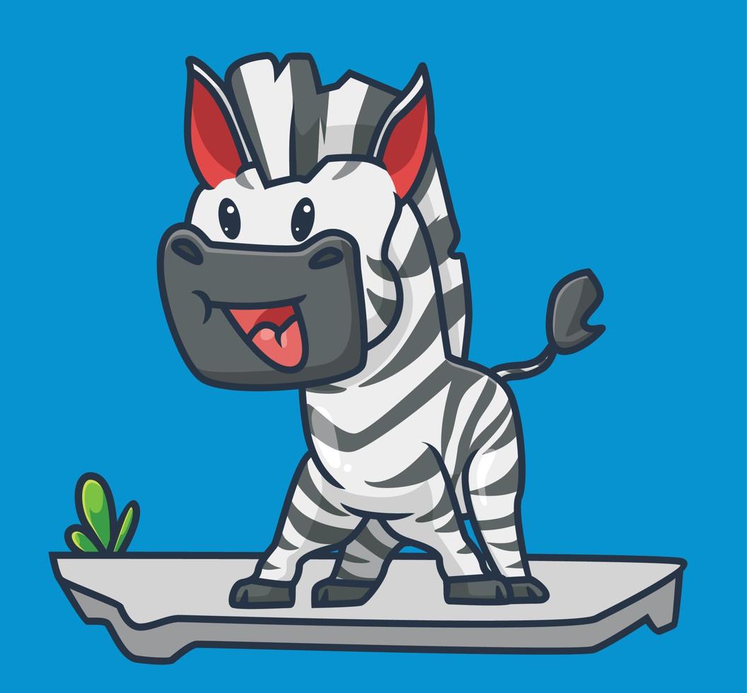 cute zebra happy cheerful. cartoon animal nature concept Isolated illustration. Flat Style suitable for Sticker Icon Design Premium Logo vector. Mascot Character vector