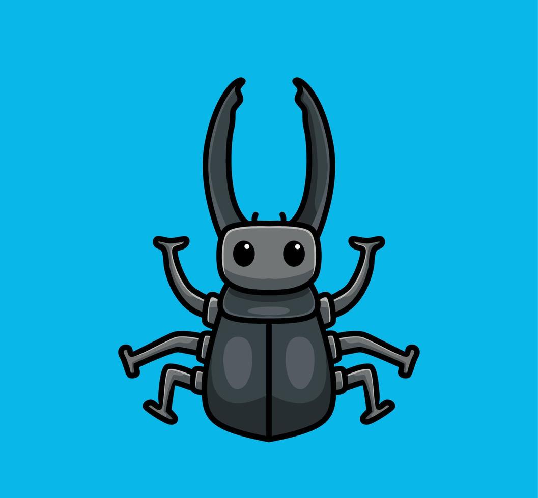 lindo símbolo de escarabajos rinoceronte. ilustración aislada del concepto de naturaleza animal de dibujos animados. estilo plano adecuado para el vector de logotipo premium de diseño de icono de etiqueta. personaje mascota