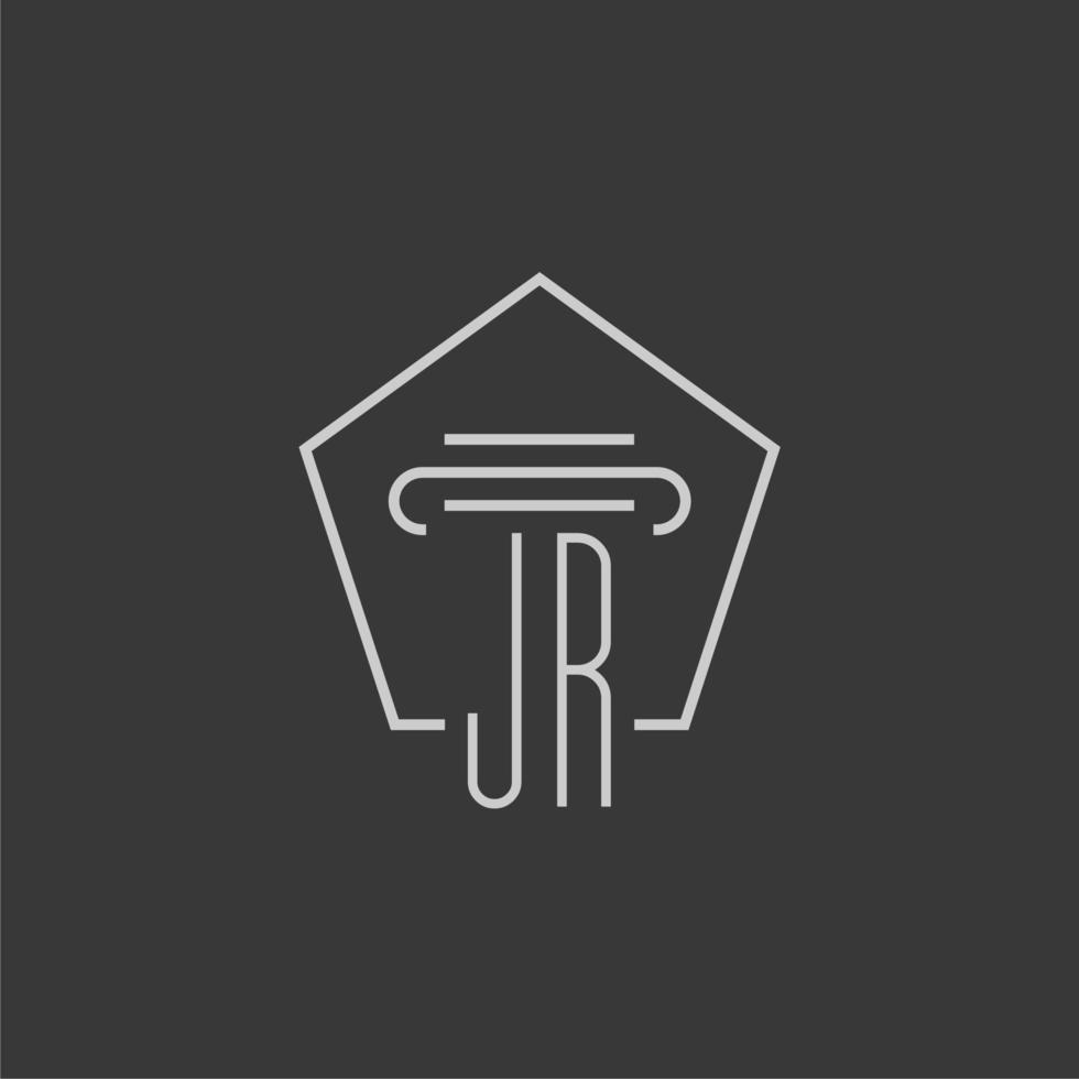 initial monogram JR with monoline pillar logo design vector