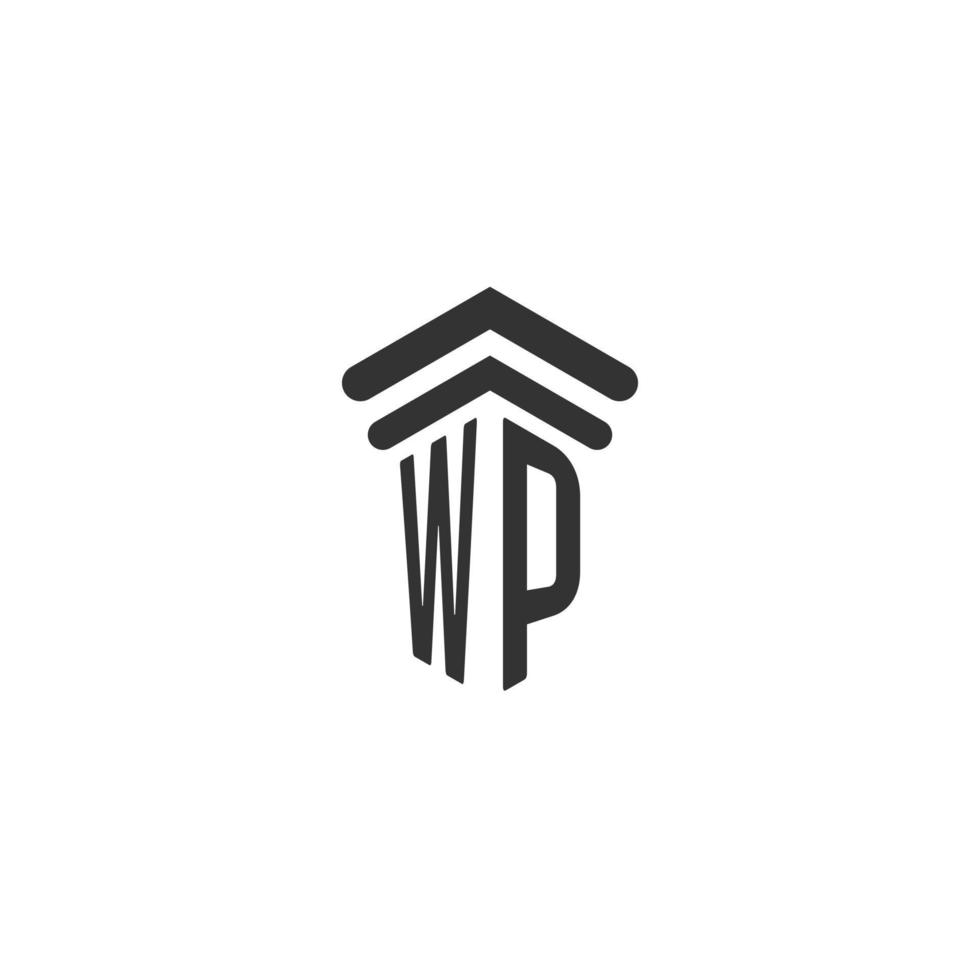 inicial de wp para el diseño del logotipo del bufete de abogados vector