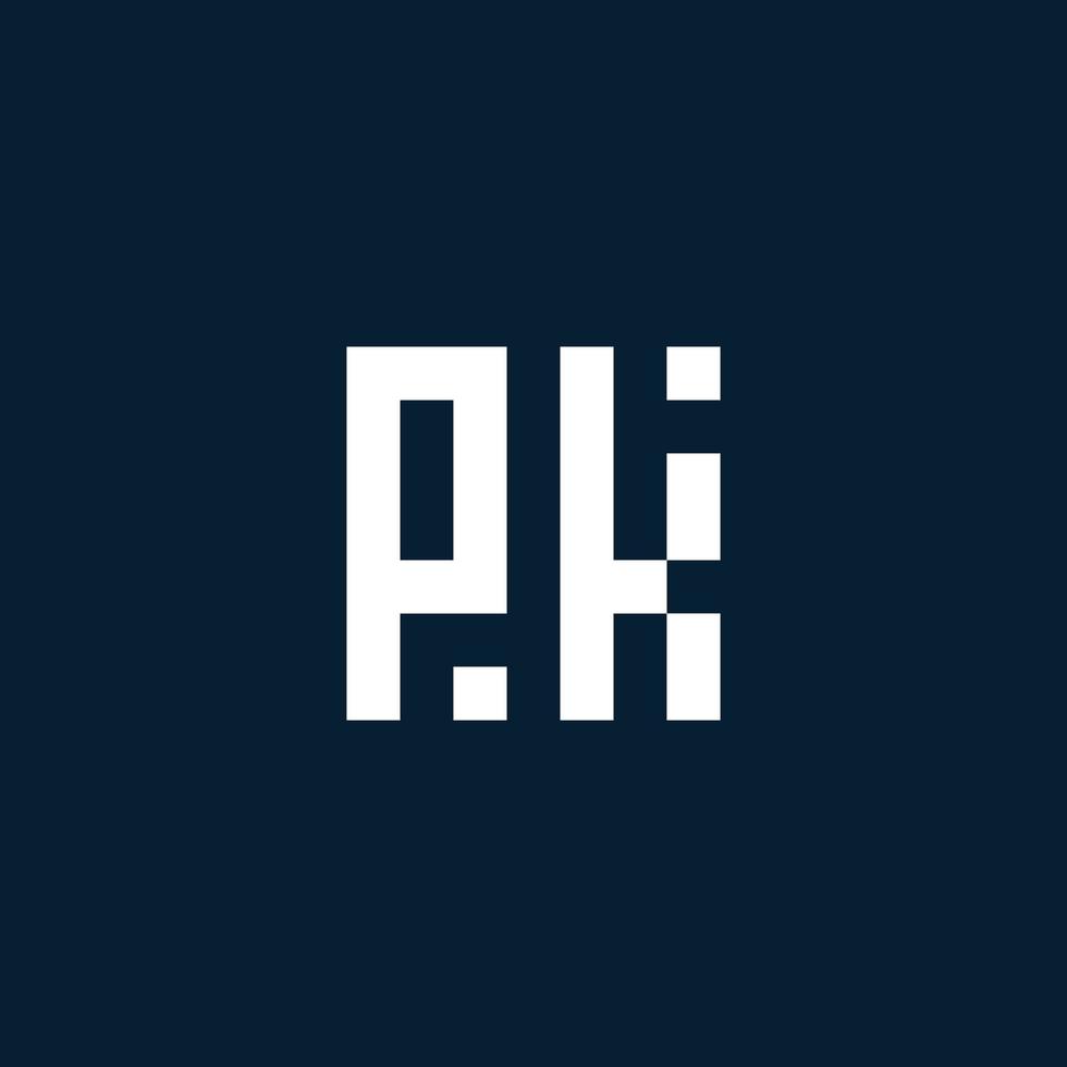 logotipo de monograma inicial pk con estilo geométrico vector