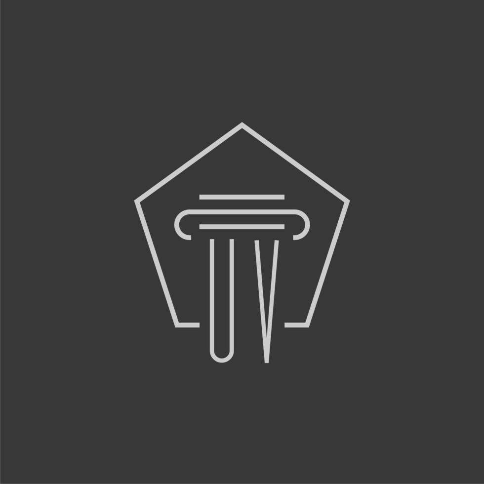 initial monogram UV with monoline pillar logo design vector