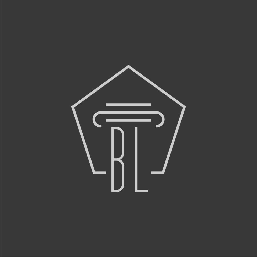 initial monogram BL with monoline pillar logo design vector