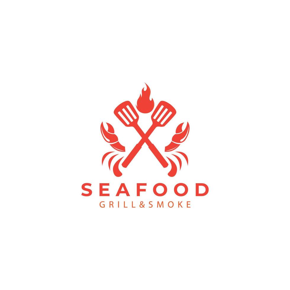 crab shaped cooking illustration for Seafood logo design vector