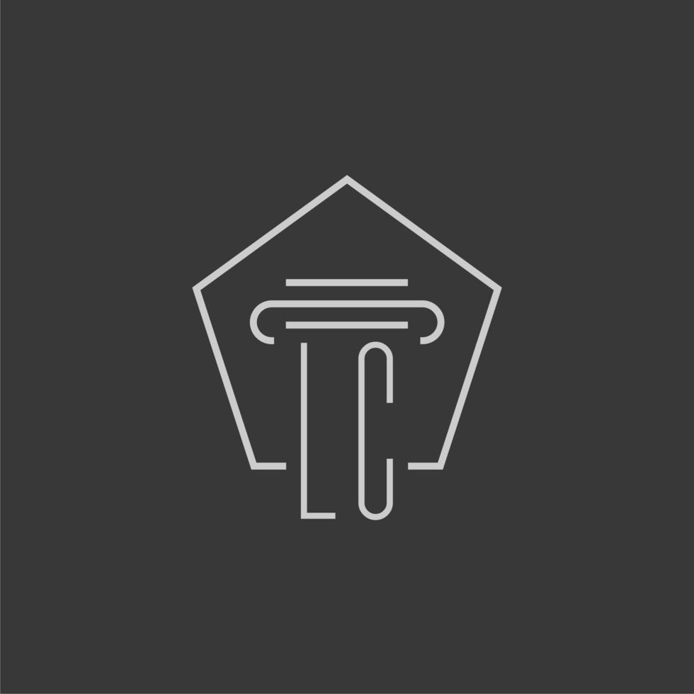 initial monogram LC with monoline pillar logo design vector