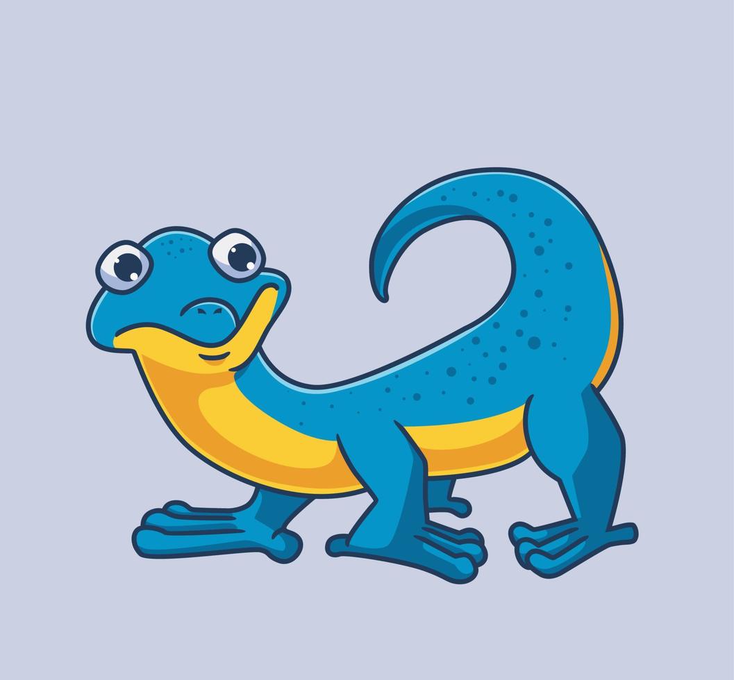 blue lizard. Isolated animal illustration. Flat Style Sticker Icon Premium vector