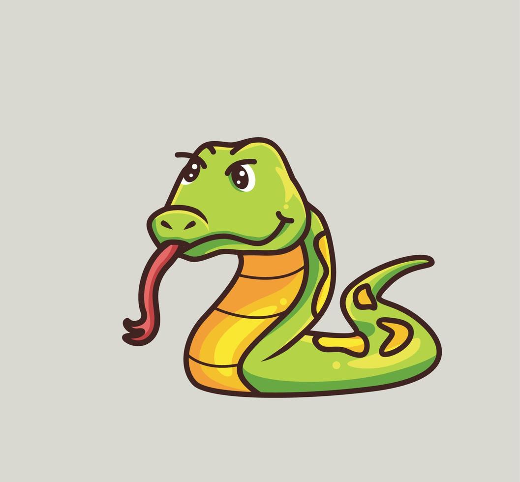 linda lengua de serpiente. ilustración aislada del concepto de naturaleza animal de dibujos animados. estilo plano adecuado para el vector de logotipo premium de diseño de icono de etiqueta. personaje mascota