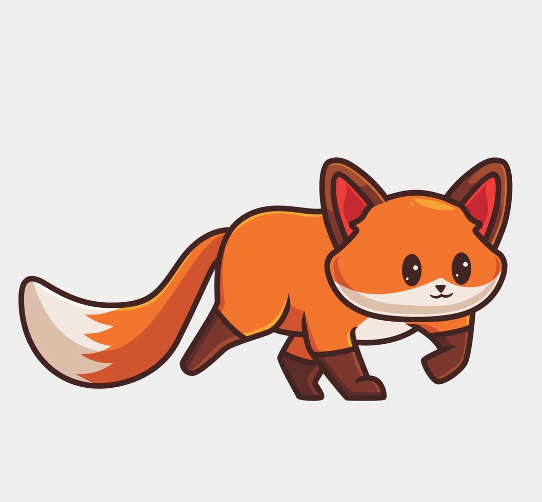 cute fox hunting. isolated cartoon animal nature concept illustration. Flat Style suitable for Sticker Icon Design Premium Logo vector. Mascot Character vector